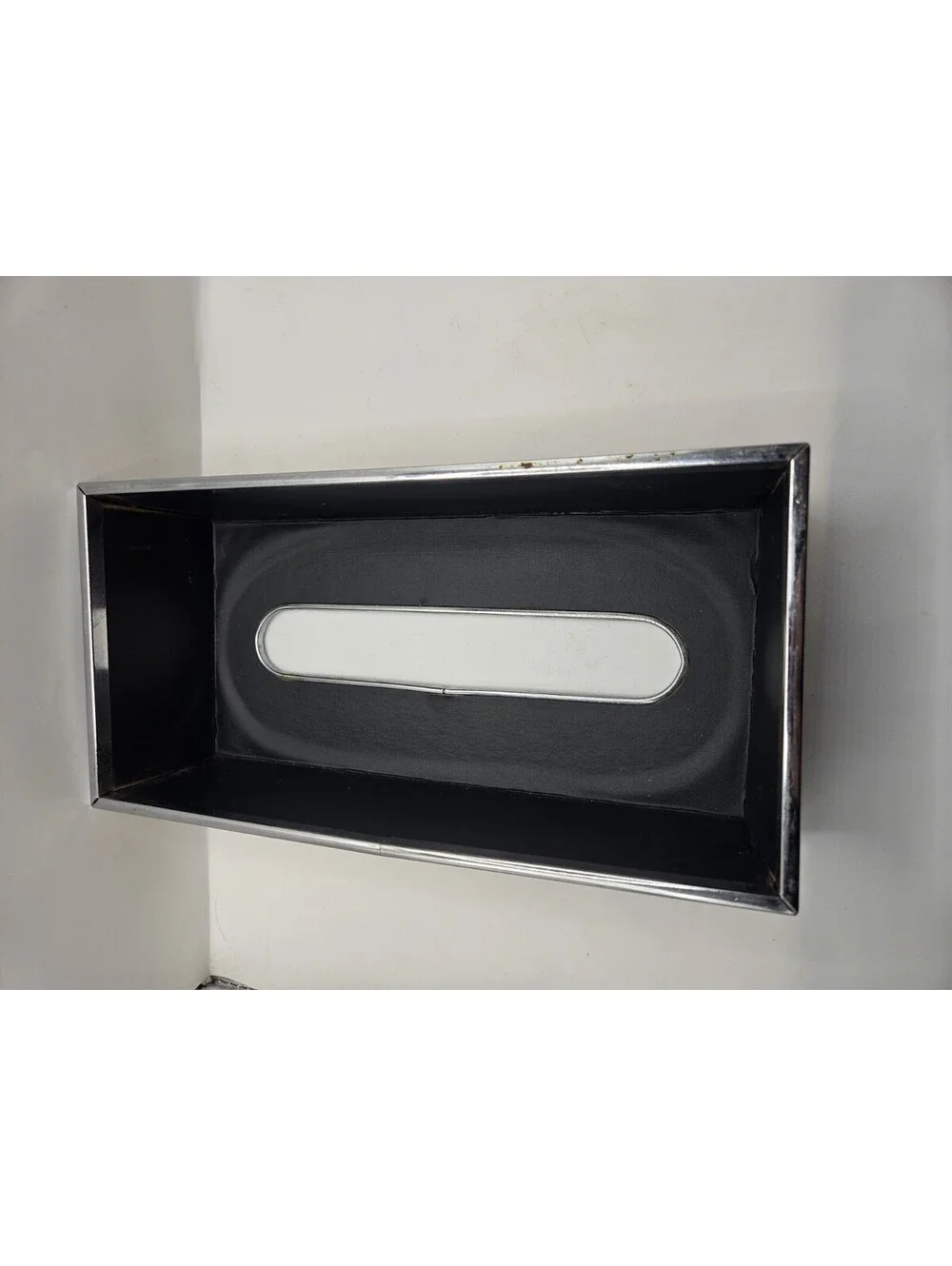 Vintage Mid Century Modern Cork & Chrome Tissue Box Holder Cover Rectangular